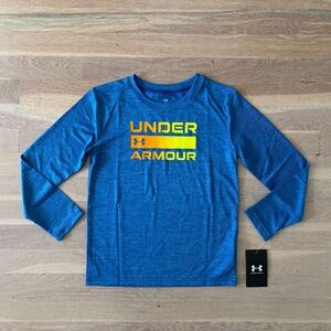 Boys blue under armour  logo long sleeve shirt size 7 nwt
